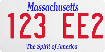 MA license plate 123EE2