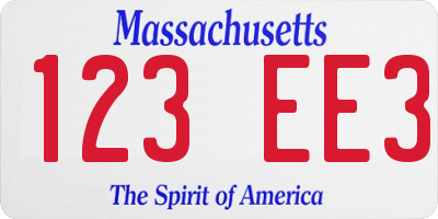 MA license plate 123EE3