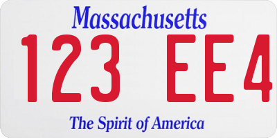 MA license plate 123EE4