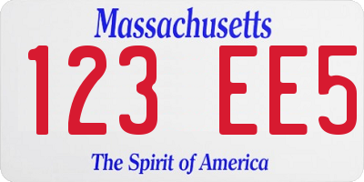 MA license plate 123EE5