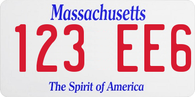 MA license plate 123EE6