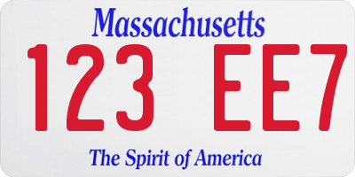 MA license plate 123EE7