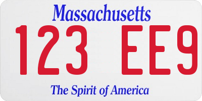 MA license plate 123EE9