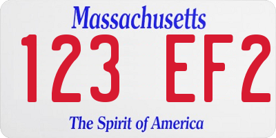 MA license plate 123EF2