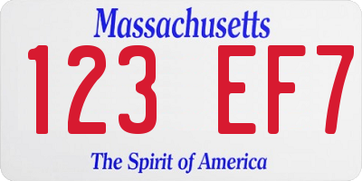 MA license plate 123EF7