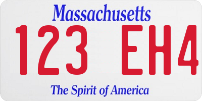 MA license plate 123EH4