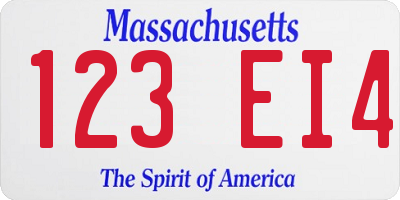 MA license plate 123EI4