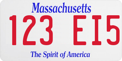 MA license plate 123EI5