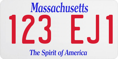 MA license plate 123EJ1