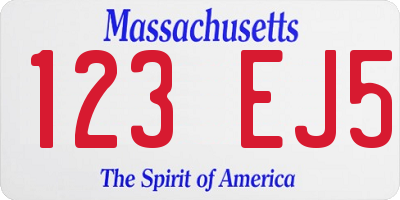 MA license plate 123EJ5