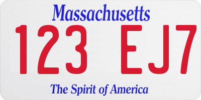 MA license plate 123EJ7