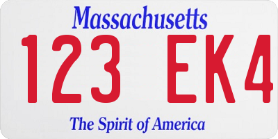 MA license plate 123EK4