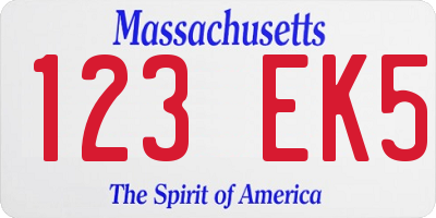 MA license plate 123EK5