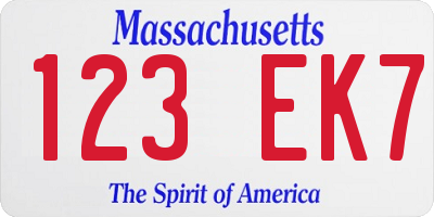 MA license plate 123EK7