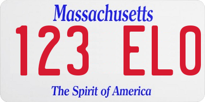 MA license plate 123EL0