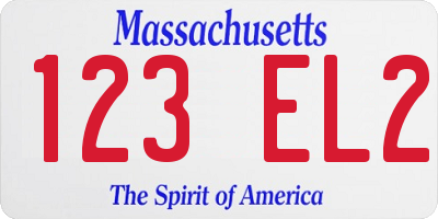 MA license plate 123EL2