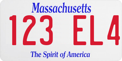 MA license plate 123EL4