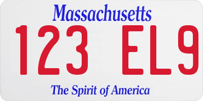 MA license plate 123EL9