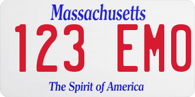 MA license plate 123EM0