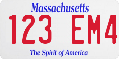 MA license plate 123EM4