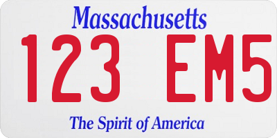 MA license plate 123EM5