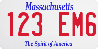 MA license plate 123EM6