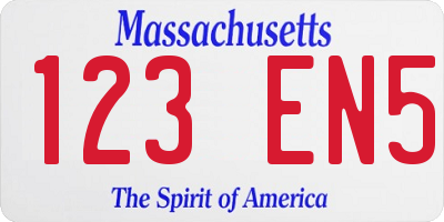 MA license plate 123EN5