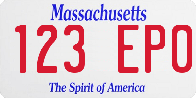 MA license plate 123EP0
