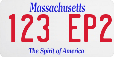 MA license plate 123EP2