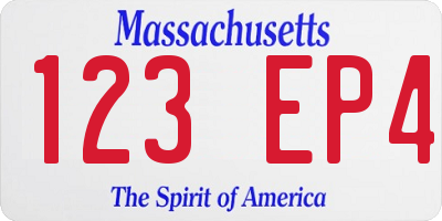 MA license plate 123EP4