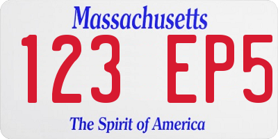 MA license plate 123EP5