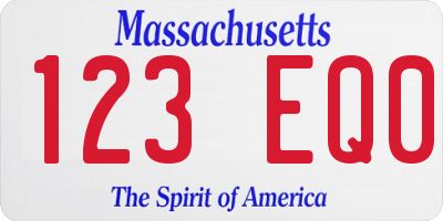 MA license plate 123EQ0