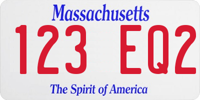 MA license plate 123EQ2