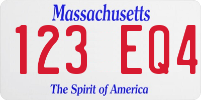 MA license plate 123EQ4