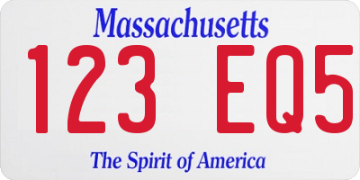 MA license plate 123EQ5