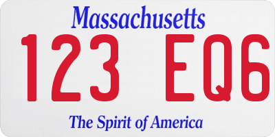 MA license plate 123EQ6