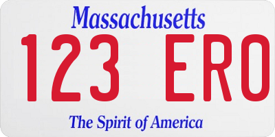 MA license plate 123ER0