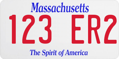 MA license plate 123ER2