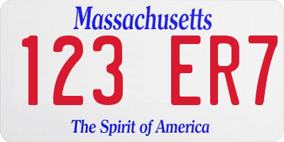 MA license plate 123ER7