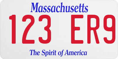 MA license plate 123ER9