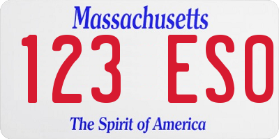 MA license plate 123ES0