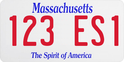 MA license plate 123ES1