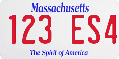 MA license plate 123ES4