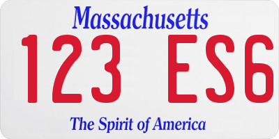 MA license plate 123ES6