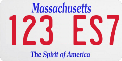 MA license plate 123ES7