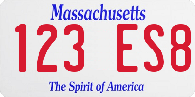 MA license plate 123ES8