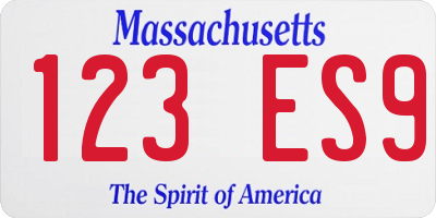 MA license plate 123ES9