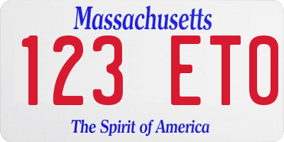 MA license plate 123ET0