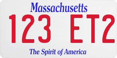 MA license plate 123ET2