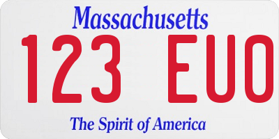 MA license plate 123EU0